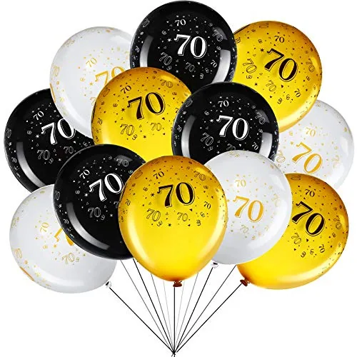 45 Piece 70th Birthday Balloons, White