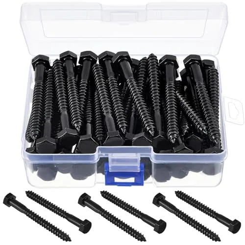 60 Piece 5/16 in x 3 in Hex Head Lag Screws 304 Stainless Steel, Black