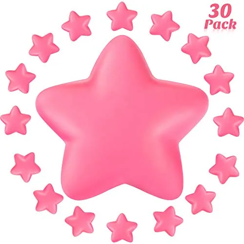 30 Piece Star Stress Ball Mini Foam Bulk, Pink