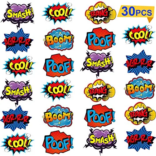 30 Piece Hero Themed Party Decorations, Multicolour