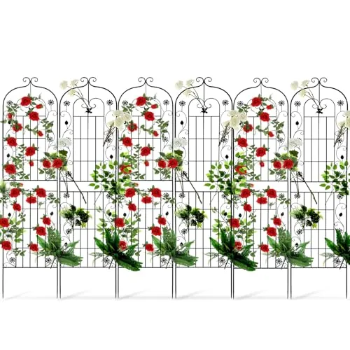 6 Piece 87 x 20in Metal Garden Trellis, Black