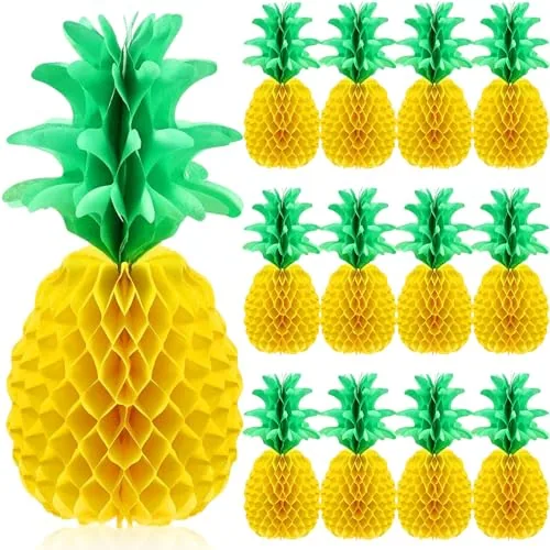 12 Piece 14 Inch Pineapple Decorations, Green