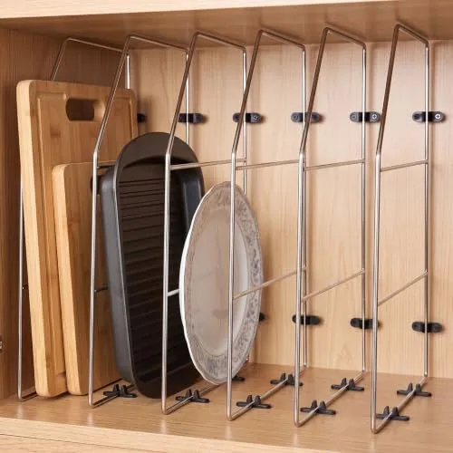 6 Piece Baking Sheet Organizer 18 in x 20 in Tray Dividers, Silver
