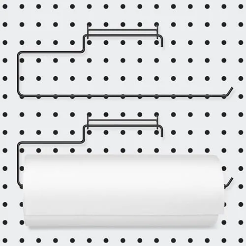 2 Piece peg Board Paper Towel Holder Stainless Steel Craft Hooks, Black