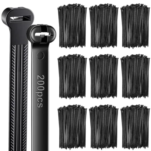 200 Piece 13 Inch 200 Pcs Black Cable Ties