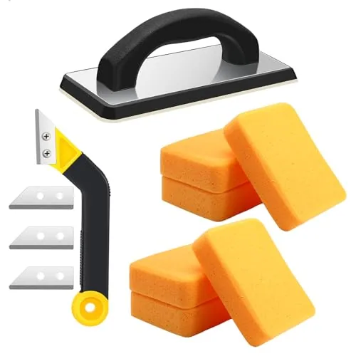 11 Piece Grout Float Sets Include 9.5 x 4 Inch Molded Rubber Grout, Black