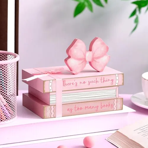 Bow Coquette Mini Bathroom Room Sign Decor Wooden Bedroom, Pink