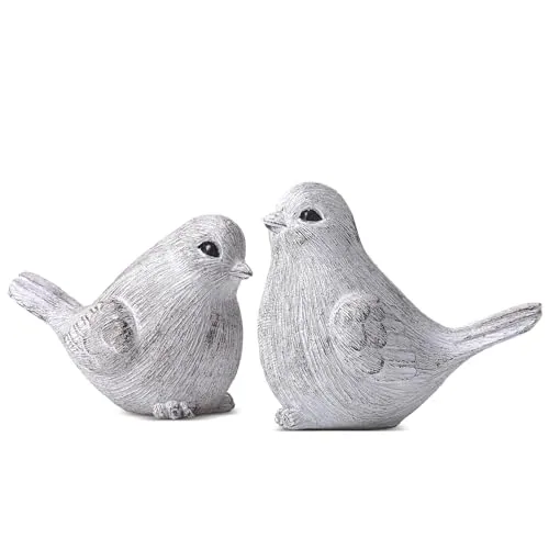2 Piece Bird Figurines Home Decor White Resin Bird Figurine