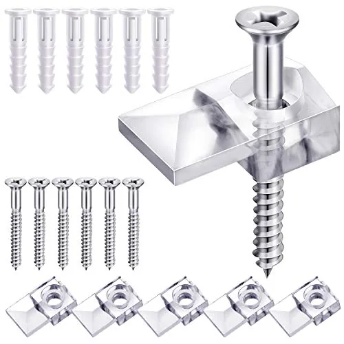 20 Piece Glass Mirror Holder Clips, Grey