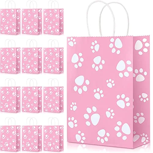 20 Piece Puppy Dog Paw Gift Bags, Pink