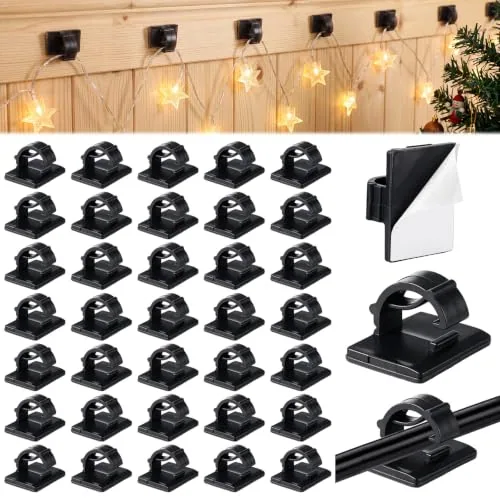 200 Piece Self-Adhesive Christmas Light Clips Outdoor Light Clips, Black