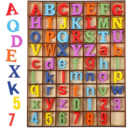 248 Piece 1 Inch Wood Alphabet Letters Numbers Blank Unfinished, Multicolour
