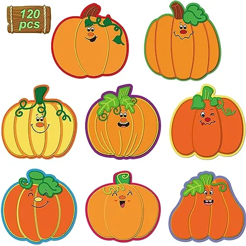 120 Piece Pumpkin Cutout Decoration Pumpkins Cardboard Cutouts, Multicolour