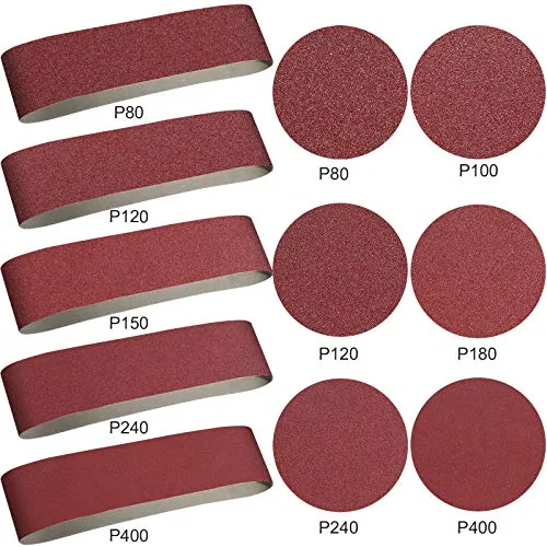 22 Piece 4 x 36 In Sanding Belts and 6 In Self-Adhesive Discs Set