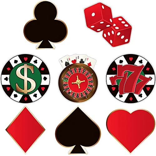 40 Piece Casino Party Cutouts Las Vegas Decorations Versatile, Multicolour