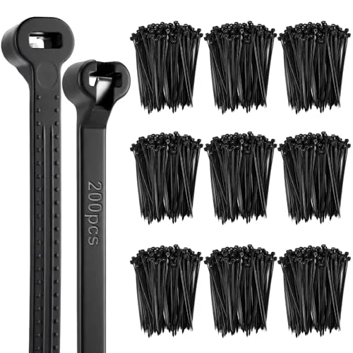200 Piece 4 Inch 200 Pcs Black Cable Ties