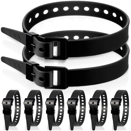 8 Piece Reusable Industrial Straps 16 in Length Reliable Tension, Black