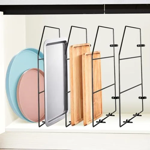 4 Piece Baking Sheet Organizer 18 in x 20 in Tray Dividers, Black