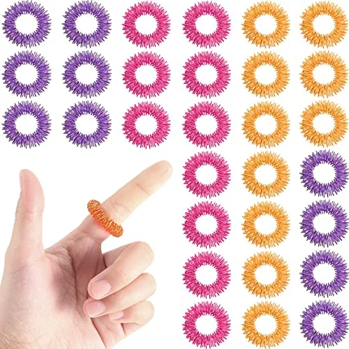 30 Piece Spiky Acupressure Rings, Pink