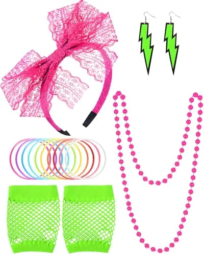 80s Accessories Costume Women Fancy Dress Retro Outfit, Green