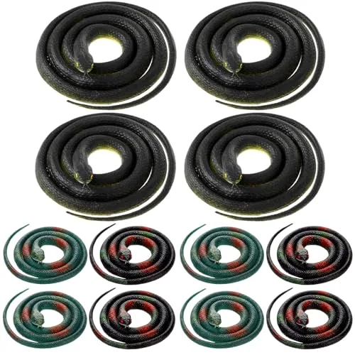 12 Piece Realistic Rubber Snakes Toy Fake Snake, Multicolour