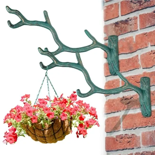 2 Piece 11 in Cast Iron Tree Branch Plant Hangers Decorative, Bronze