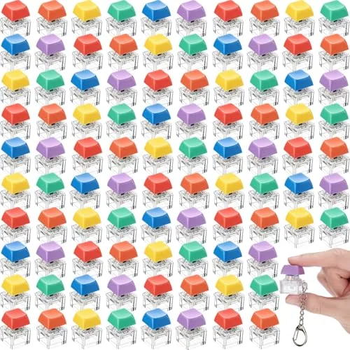 100 Piece Fidget Keyboard Keychain Bulk Clicker Finger Toys, Multicolour