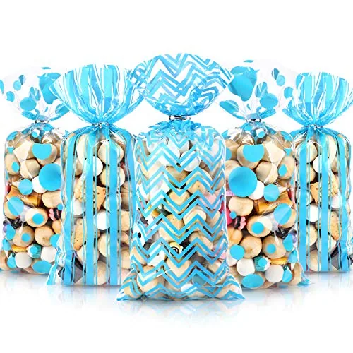 105 Piece Cellophane Treat Bags, Blue