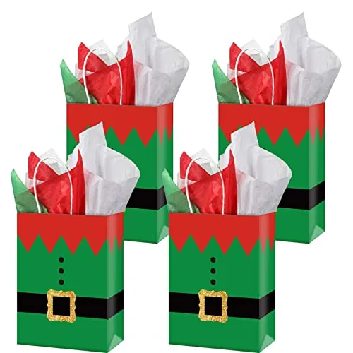 16 Piece Christmas Elf Gift Bags, Multicolour