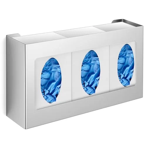 1 Piece Stainless Steel Triple Glove Box Holder Triple Glove, Silver