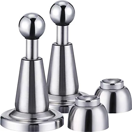 2 Piece Magnetic Door Stopper Soft-Catch Stainless Steel Magnetic, Silver