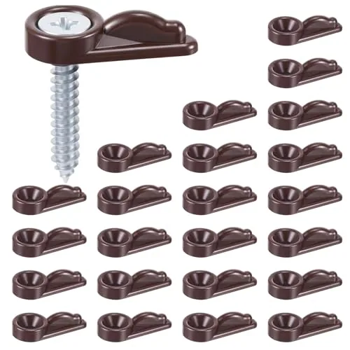 24 Piece Flush Cabinet Glass Retainer Clips Window Screen Clip, Brown