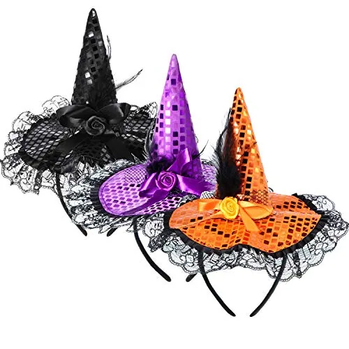 3 Piece Halloween Witch Hat Headband Witch Hat Headpiece