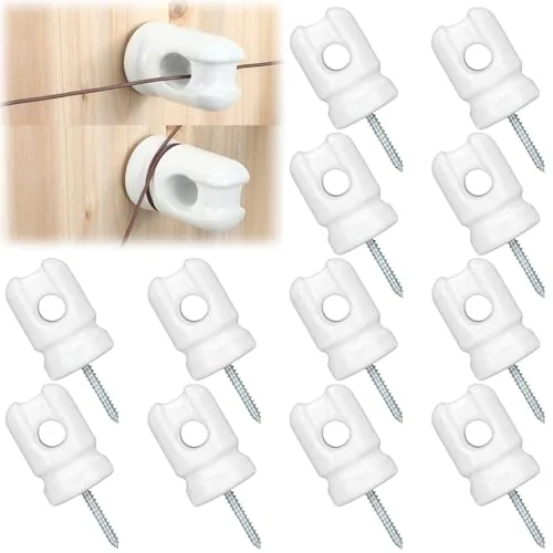 12 Piece Electric Fence Insulators Porcelain Heavy Duty Ceramic, White