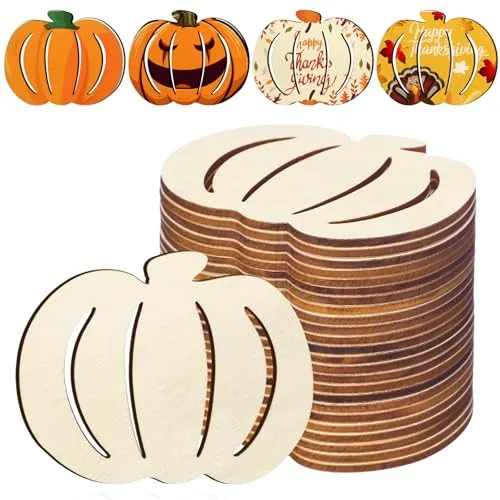 24 Piece Fall Wooden Pumpkins, Wood
