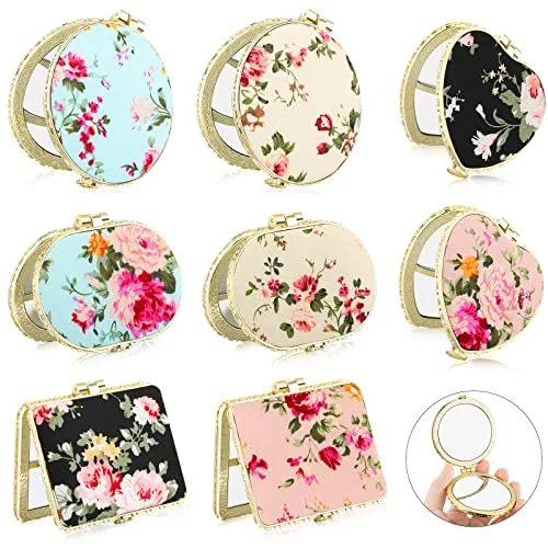 8 Piece Folding Compact Mirror Bulk, Gold