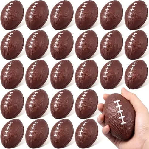 30 Piece Mini Footballs Foam Stress Ball Bulk 3.35 in, Brown
