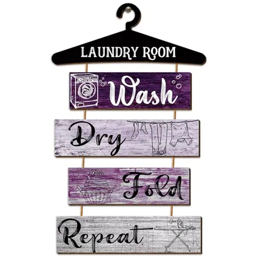 5 Piece Laundry Room Decor Sign Wash Dry Fold