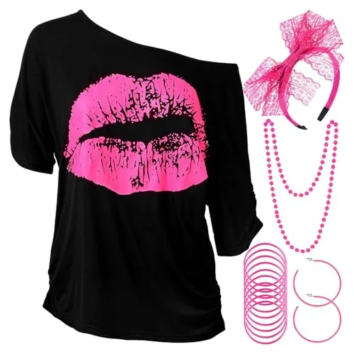 Halloween 80s Outfits Costume Accessories, Pink