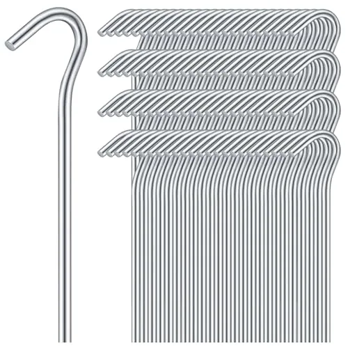 100 Piece Metal Tent Stakes Heavy Duty 7 in Galvanized Stakes Metal, Silver