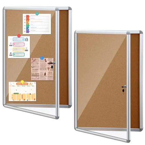 2 Piece 24 x 36 Inch Enclosed Bulletin Boards Lockable