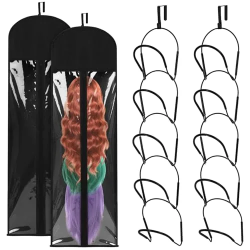 10 Piece Wig Hangers Rack, Black