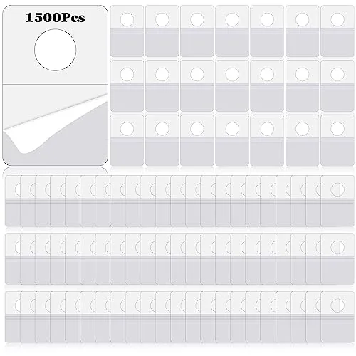 1500 Piece Self-Adhesive Slot Hole Hang Tabs Self Adhesive Hang Tags, Clear