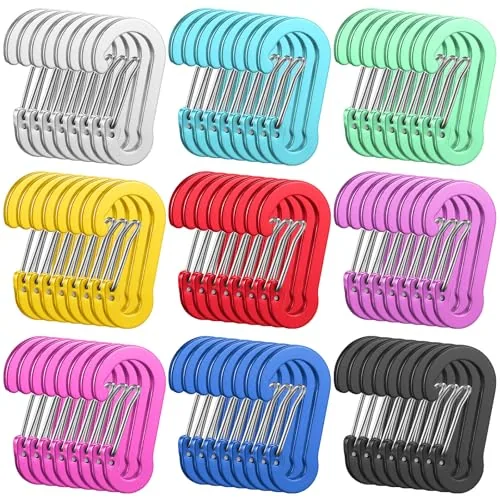 72 Piece Carabiner Clips Bulk 2 Inch Small Spring Mini Carabiner, Multicolour