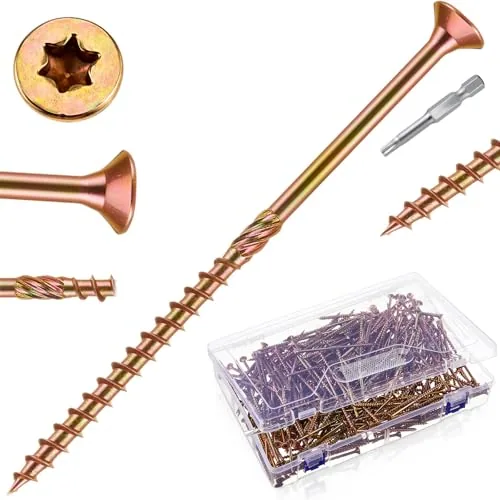 1000 Piece #10 x 4 Inch Wood Screws, Gold