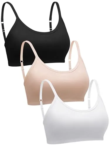 3 Piece Mini Camisole Bra Wireless Padded Bra Bralette, White