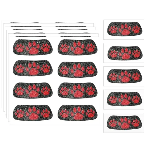 24 Pairs Glitter Paw Print Tattoos Eye Black Temporary, Red