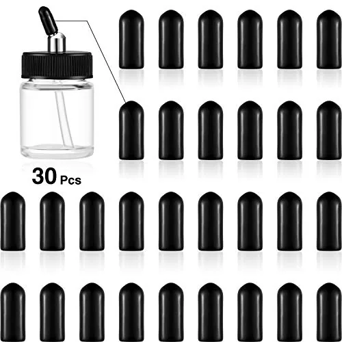 30 Piece Airbrush Bottles Caps Airbrush Jar Caps Pour Covers, Black