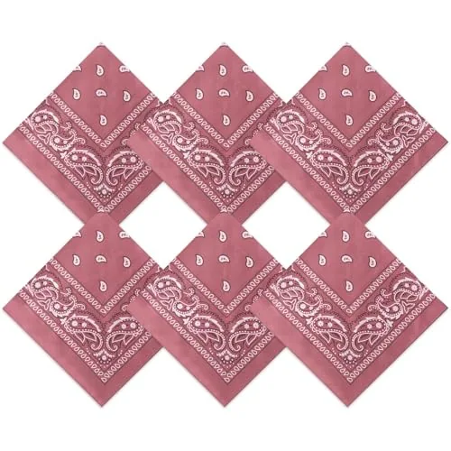 6 Piece Neon Color Cowboy Bandana, Pink