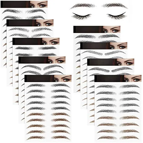 9 Sheets 87 Pairs Waterproof Eyebrow Tattoos, Black